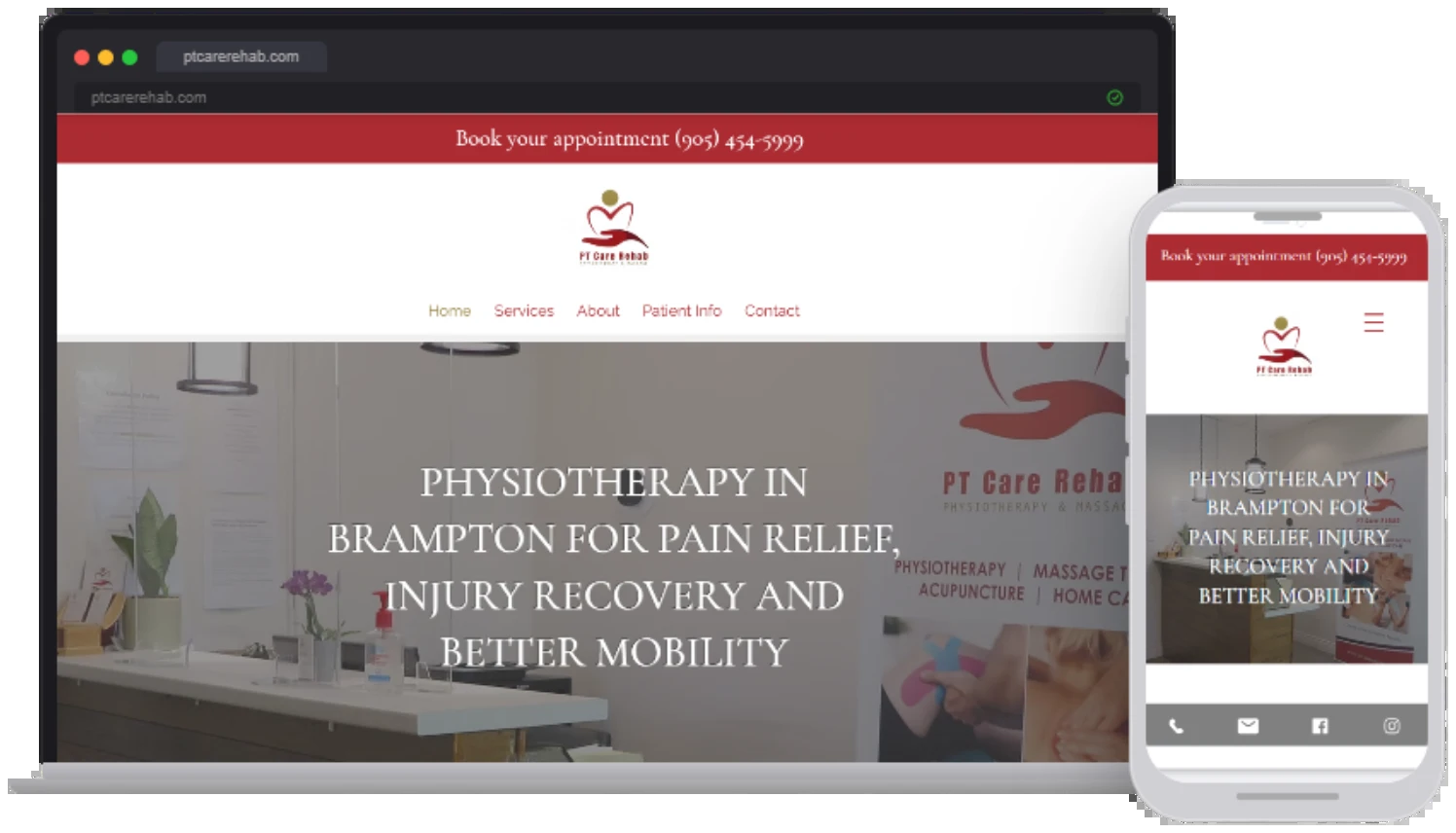PT Care Rehab website
